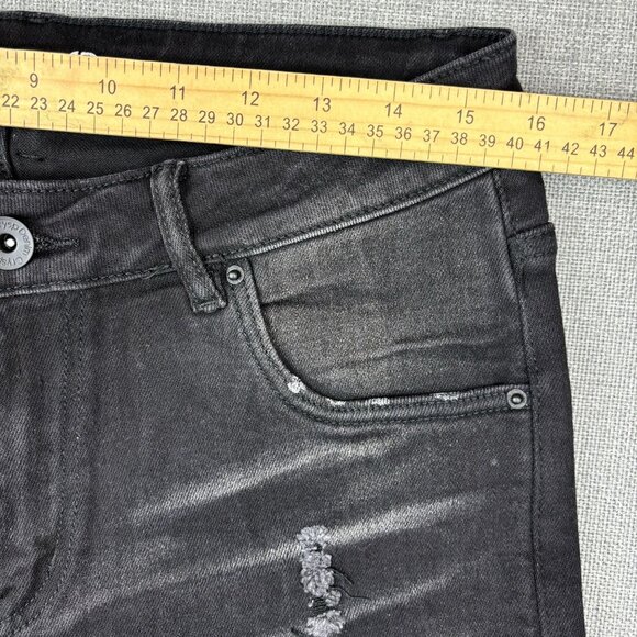 Crisp Denim Men's Patchwork Distressed Black Denim Shorts Size 32 - Picture 4 of 10